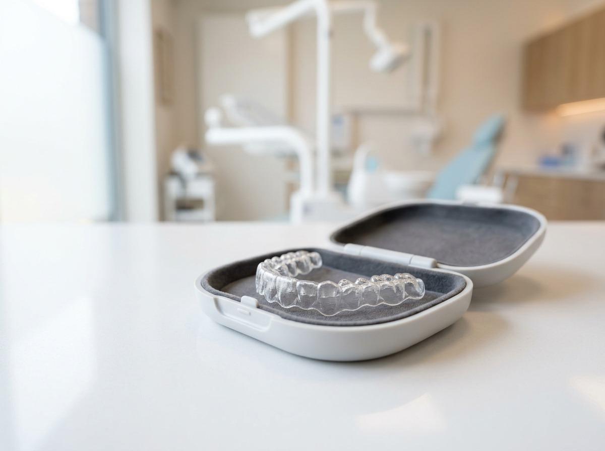Allineatore trasparente Invisalign nel suo astuccio